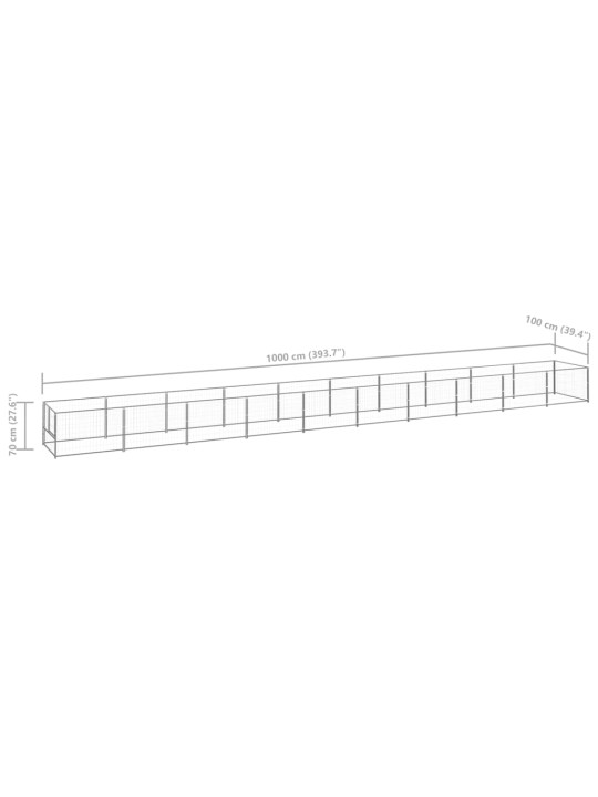 Psí kotec stříbrný 10 m² ocel