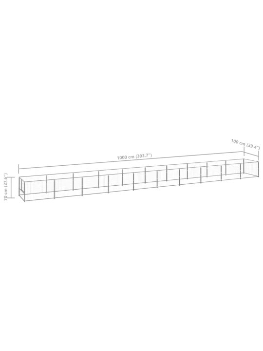 Psí kotec stříbrný 10 m² ocel