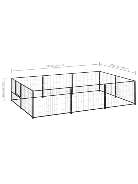 Psí kotec černý 6 m² ocel