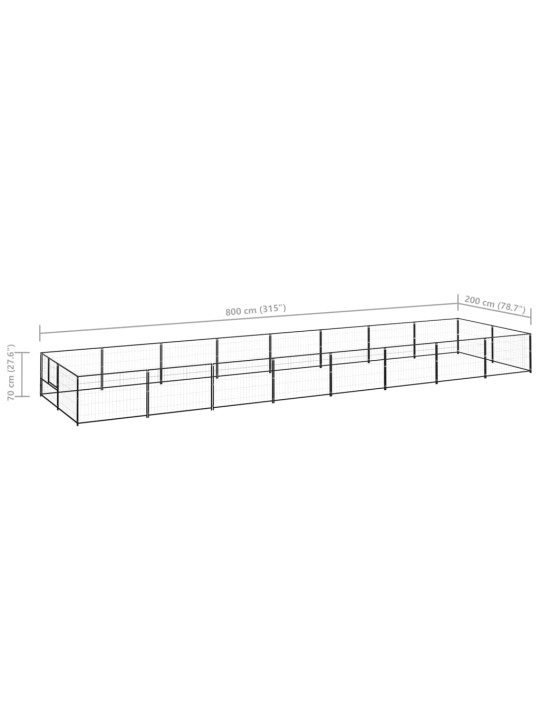 Psí kotec černý 16 m² ocel