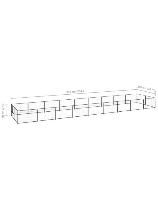 Psí kotec černý 18 m² ocel