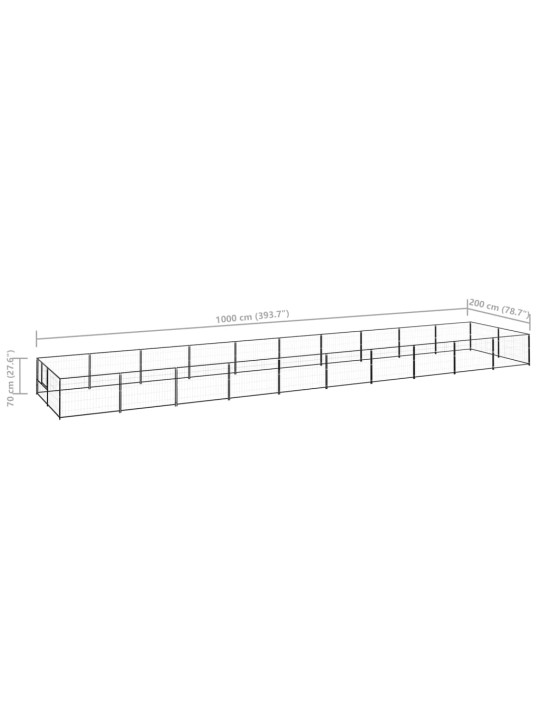 Psí kotec černý 20 m² ocel