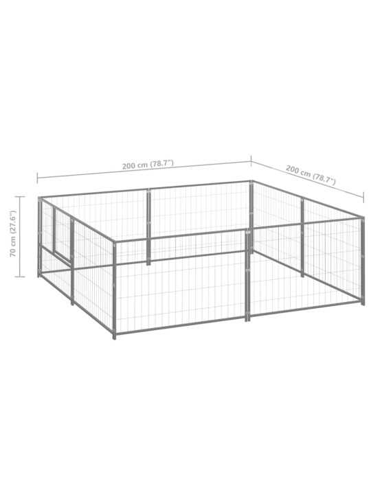 Psí kotec stříbrný 4 m² ocel