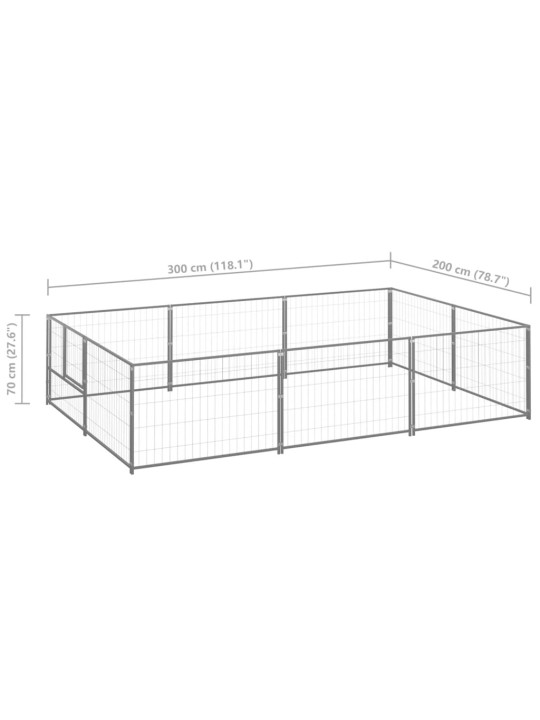 Psí kotec stříbrný 6 m² ocel