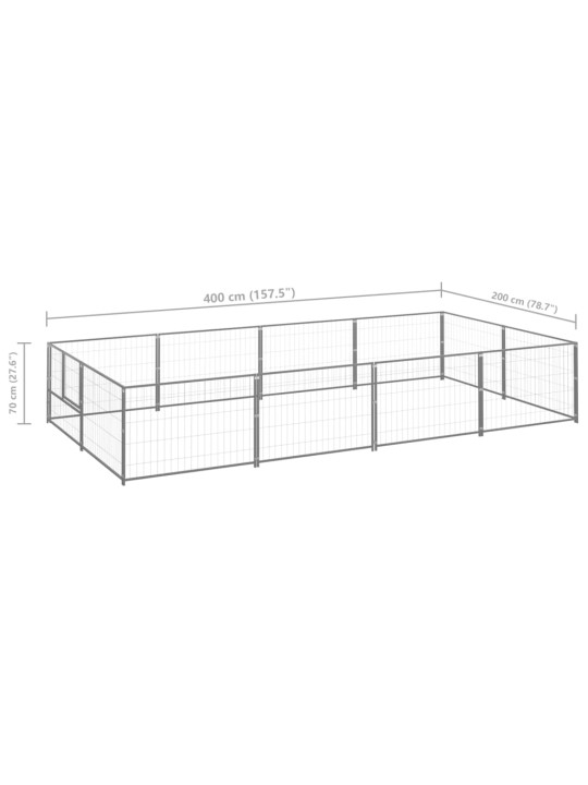 Psí kotec stříbrný 8 m² ocel