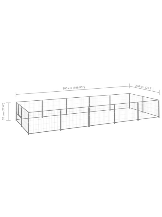 Psí kotec stříbrný 10 m² ocel