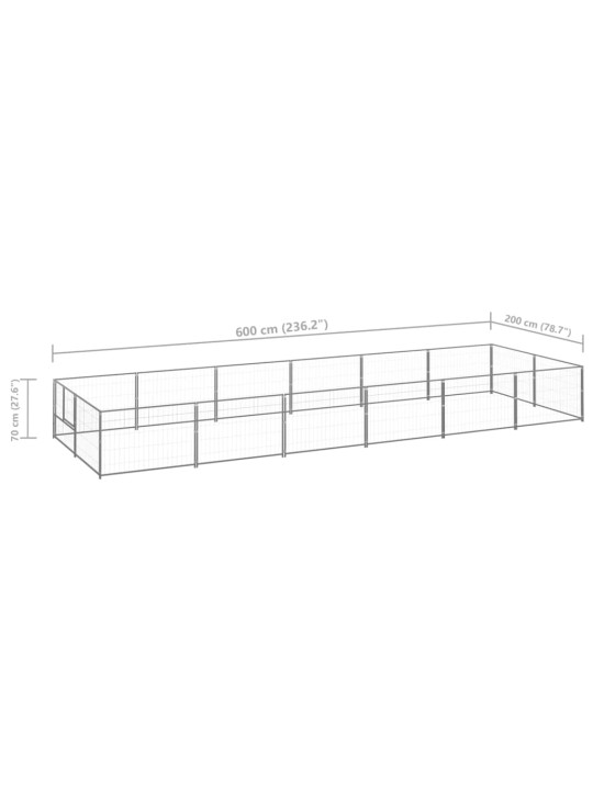 Psí kotec stříbrný 12 m² ocel