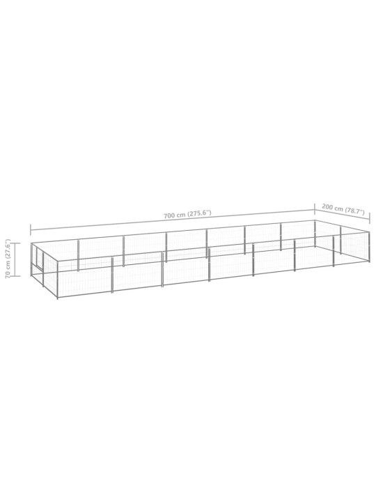 Psí kotec stříbrný 14 m² ocel