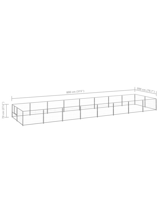 Psí kotec stříbrný 16 m² ocel