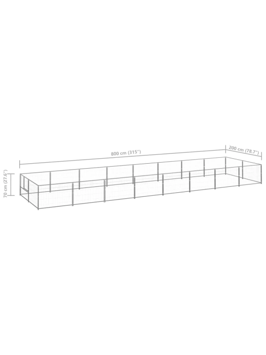 Psí kotec stříbrný 16 m² ocel