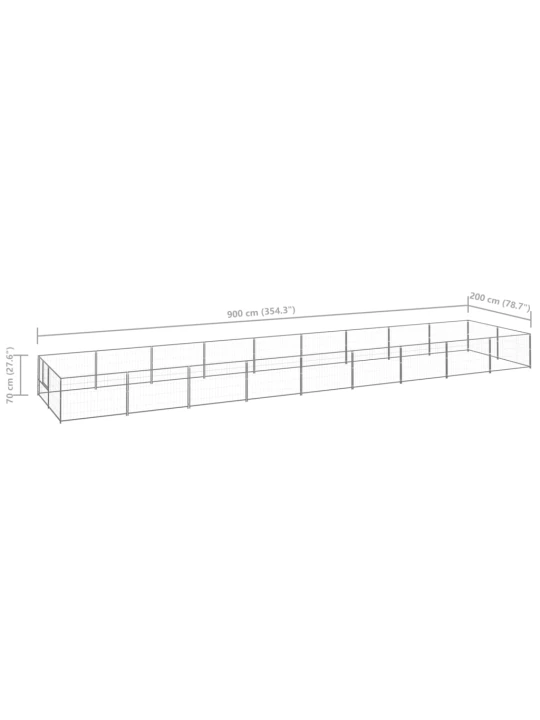 Psí kotec stříbrný 18 m² ocel