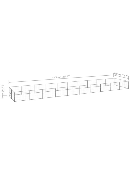 Psí kotec stříbrný 20 m² ocel