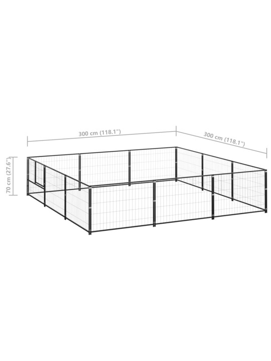 Psí kotec černý 9 m² ocel