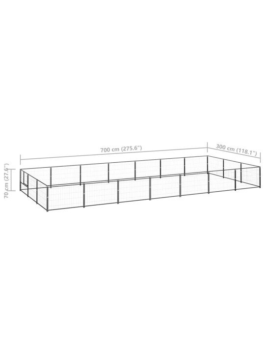Psí kotec černý 21 m² ocel