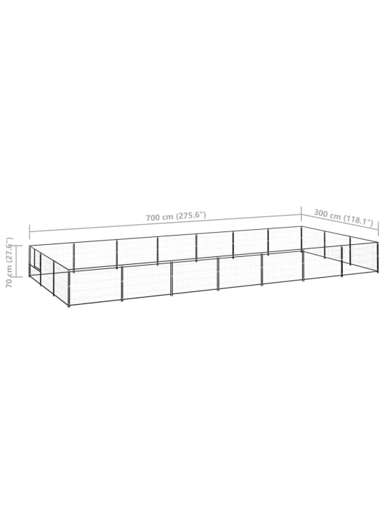 Psí kotec černý 21 m² ocel