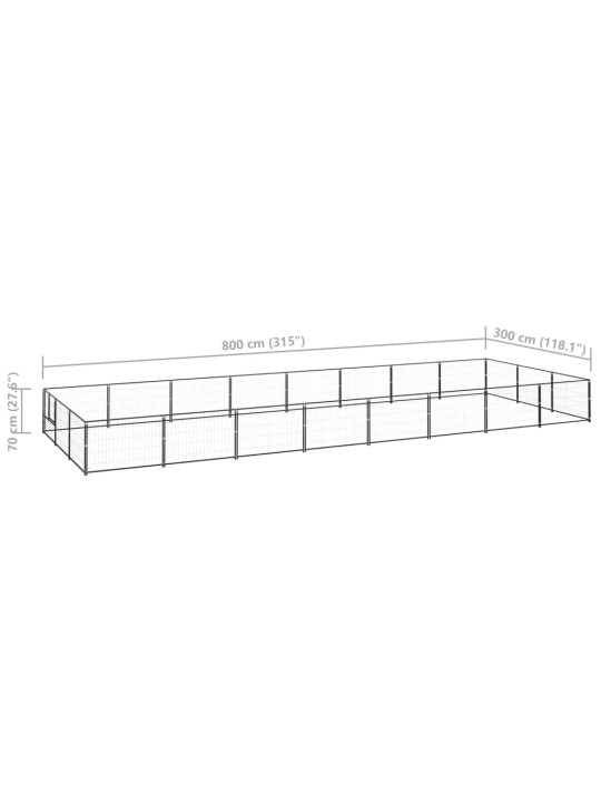 Psí kotec černý 24 m² ocel