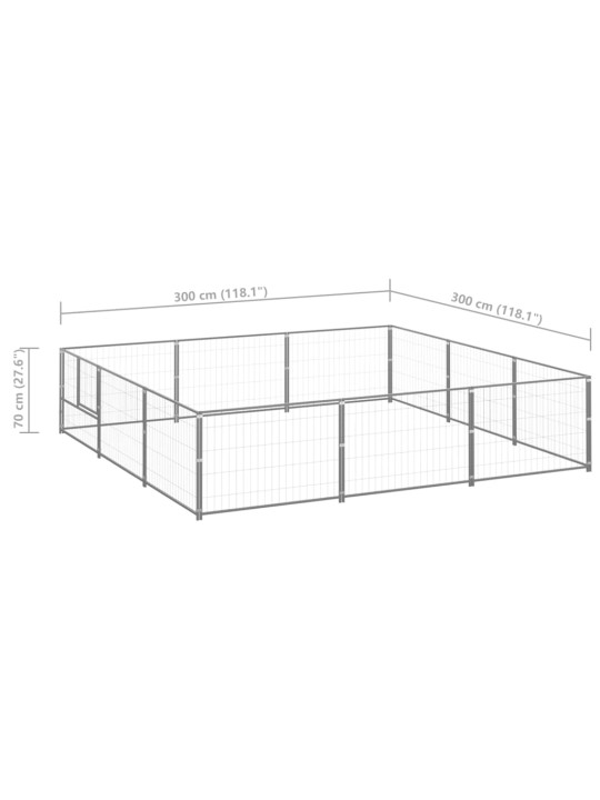 Psí kotec stříbrný 9 m² ocel