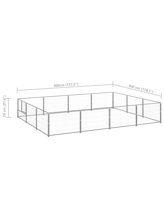 Psí kotec stříbrný 12 m² ocel