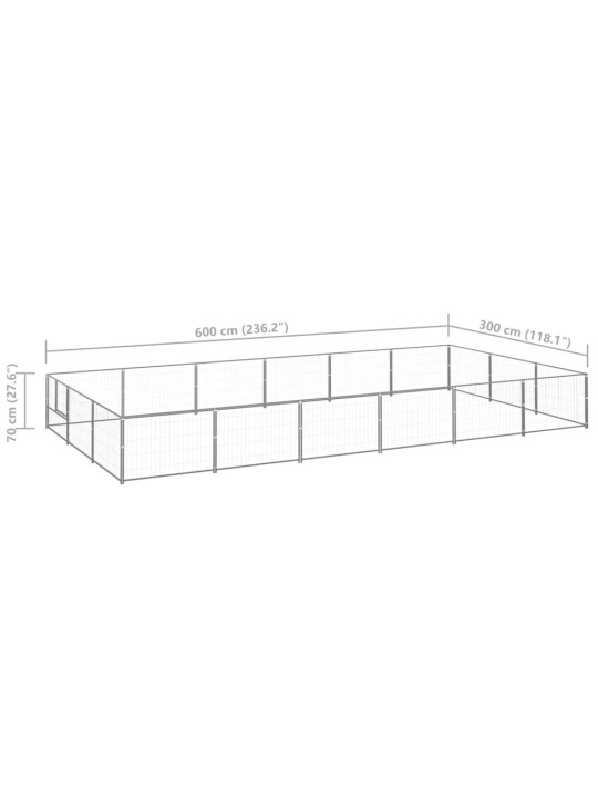Psí kotec stříbrný 18 m² ocel