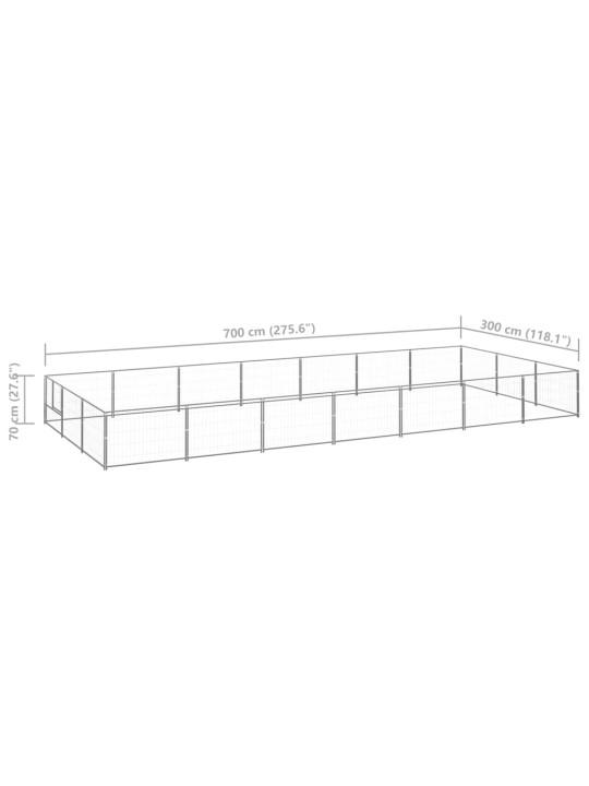 Psí kotec stříbrný 21 m² ocel