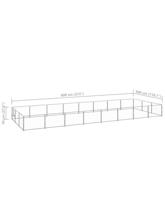 Psí kotec stříbrný 24 m² ocel