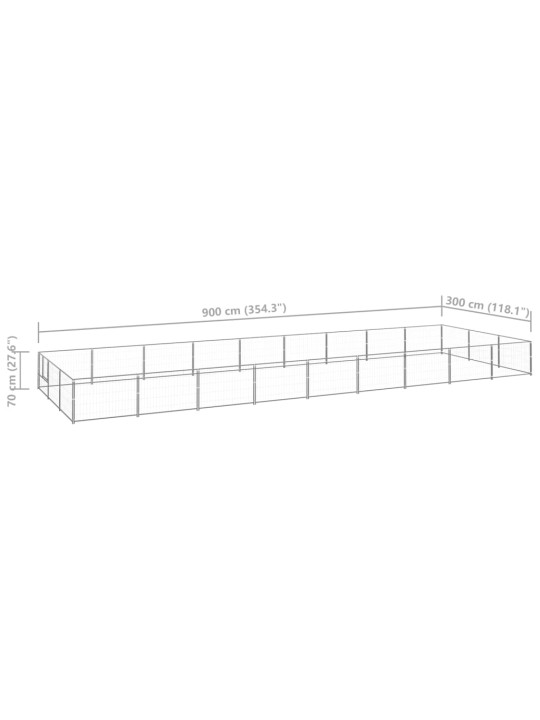 Psí kotec stříbrný 27 m² ocel