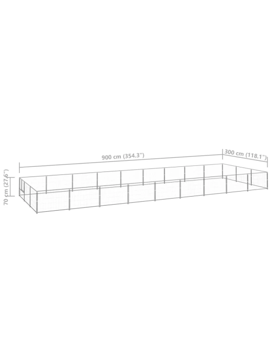 Psí kotec stříbrný 27 m² ocel