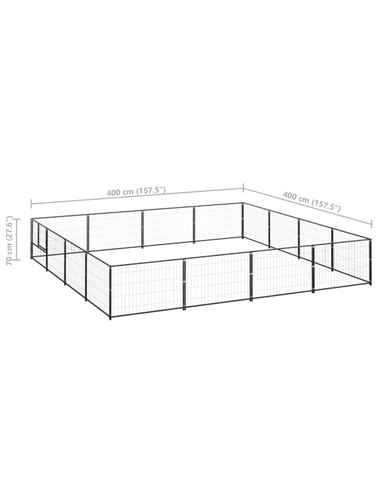 Psí kotec černý 16 m² ocel