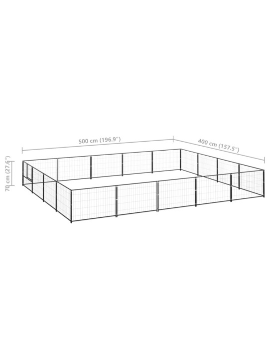 Psí kotec černý 20 m² ocel