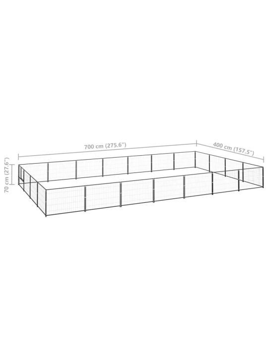 Psí kotec černý 28 m² ocel