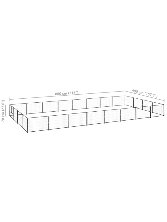 Psí kotec černý 32 m² ocel