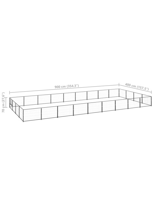 Psí kotec černý 36 m² ocel