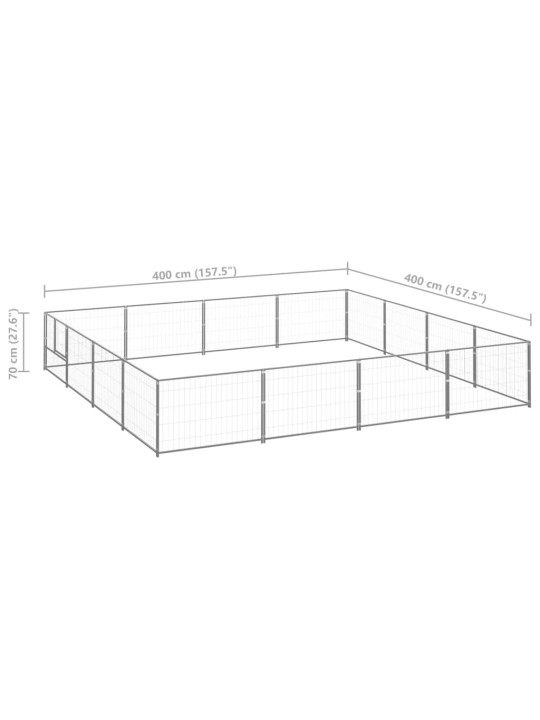 Psí kotec stříbrný 16 m² ocel