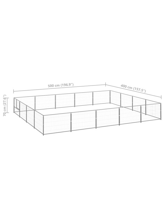 Psí kotec stříbrný 20 m² ocel