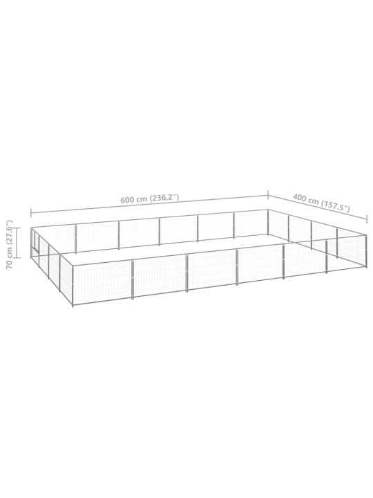 Psí kotec stříbrný 24 m² ocel