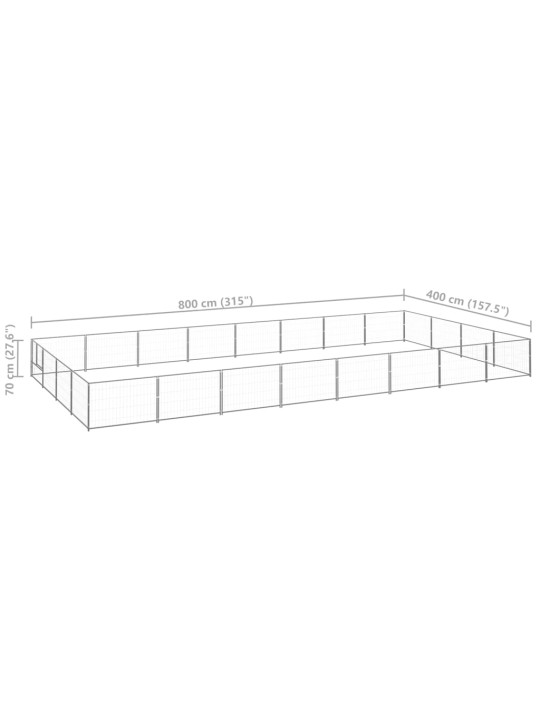 Psí kotec stříbrný 32 m² ocel