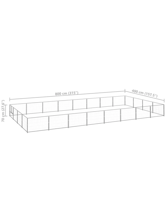 Psí kotec stříbrný 32 m² ocel
