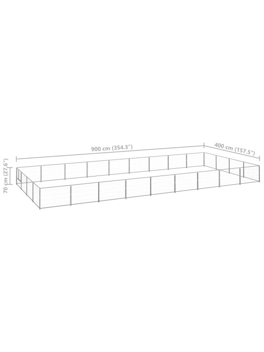 Psí kotec stříbrný 36 m² ocel