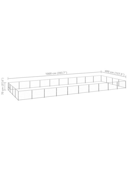 Psí kotec stříbrný 40 m² ocel