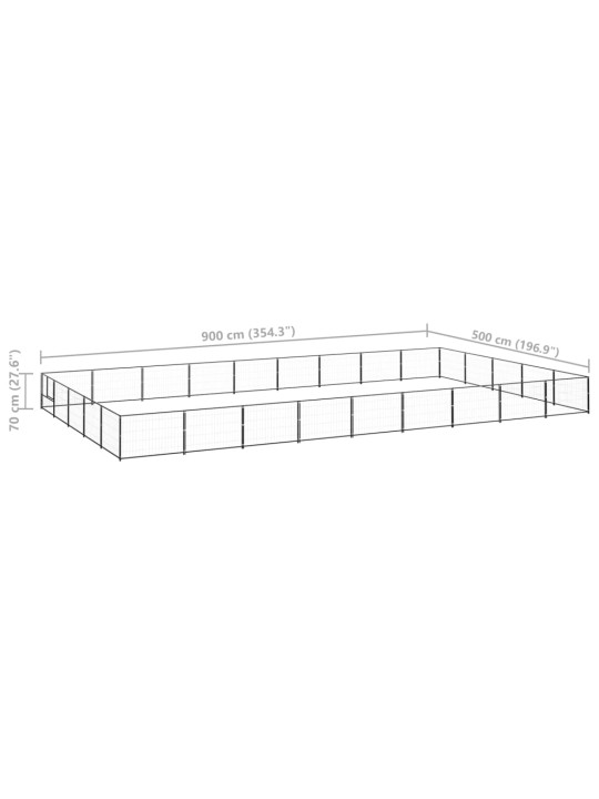Psí kotec černý 45 m² ocel