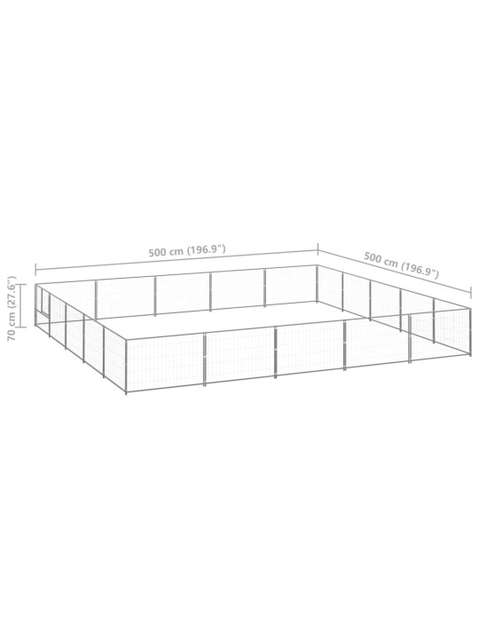 Psí kotec stříbrný 25 m² ocel