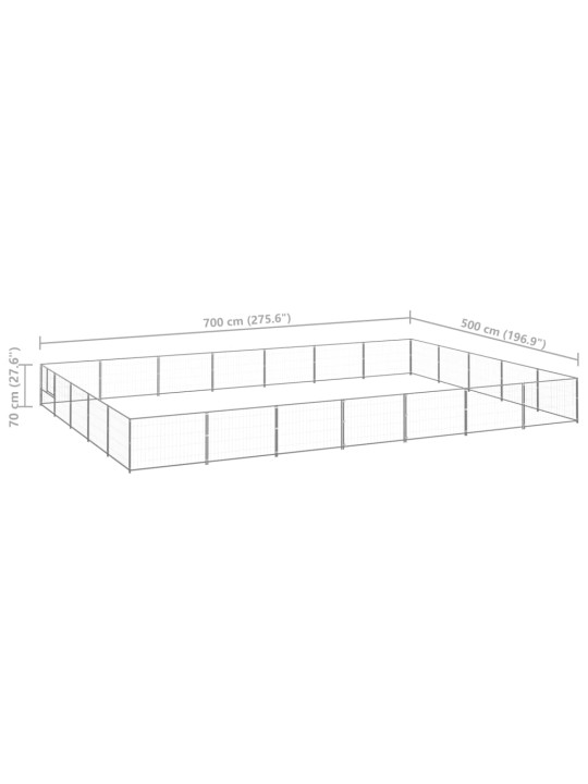 Psí kotec stříbrný 35 m² ocel
