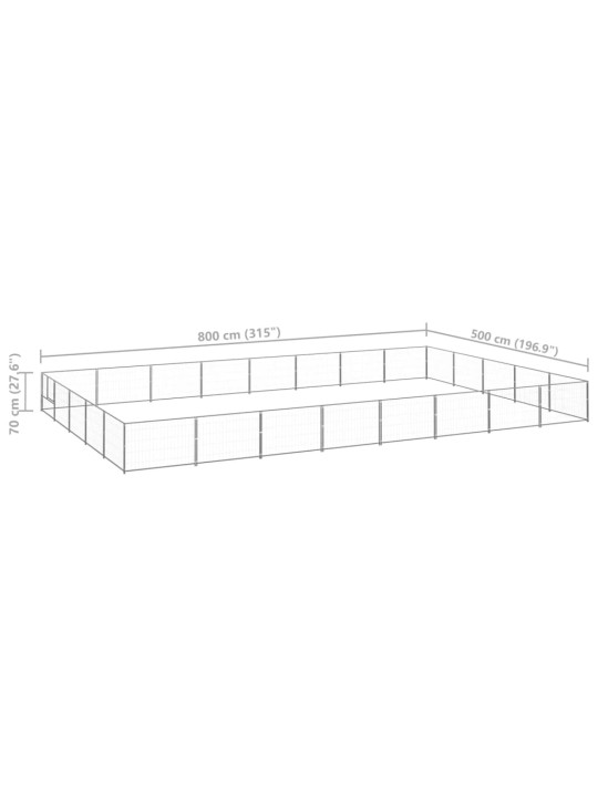 Psí kotec stříbrný 40 m² ocel