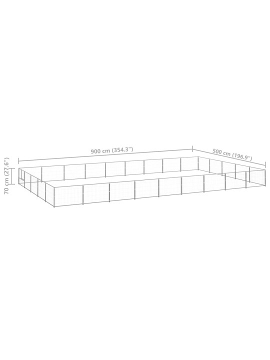 Psí kotec stříbrný 45 m² ocel