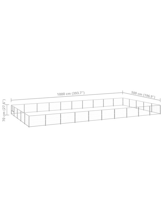 Psí kotec stříbrný 50 m² ocel