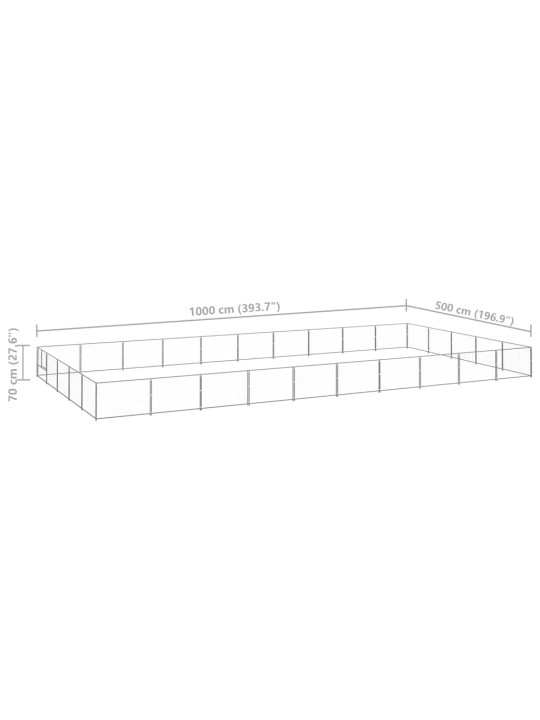Psí kotec stříbrný 50 m² ocel