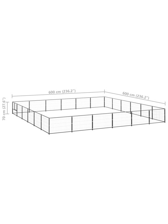 Psí kotec černý 36 m² ocel