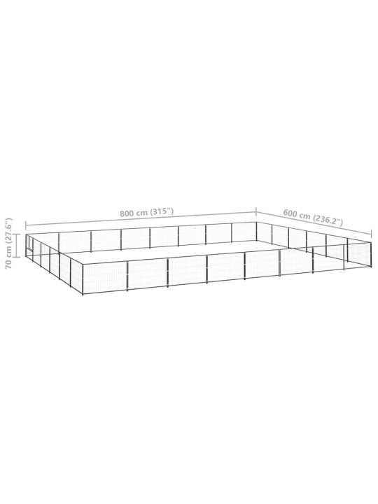 Psí kotec černý 48 m² ocel