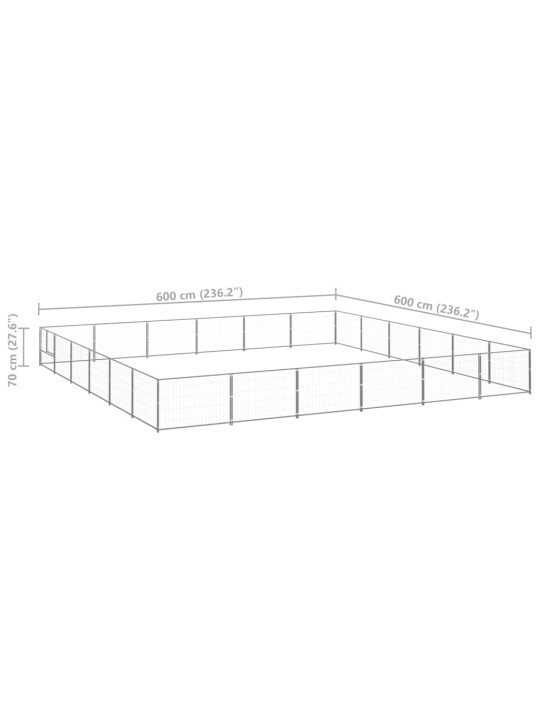 Psí kotec stříbrný 36 m² ocel