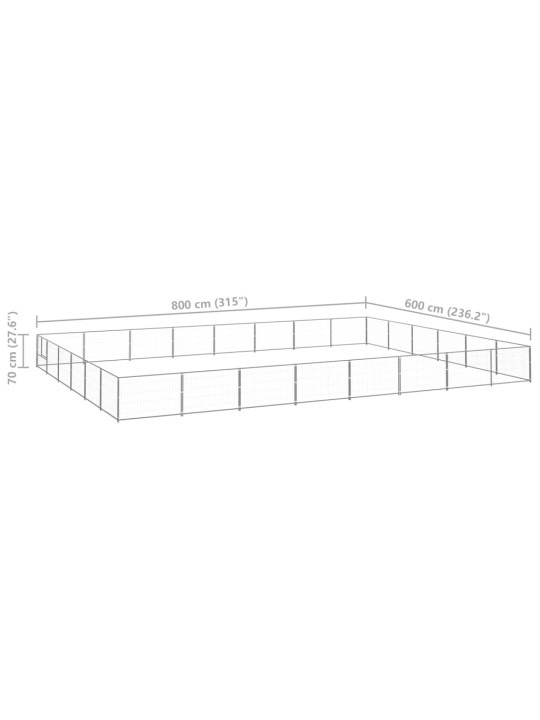Psí kotec stříbrný 48 m² ocel